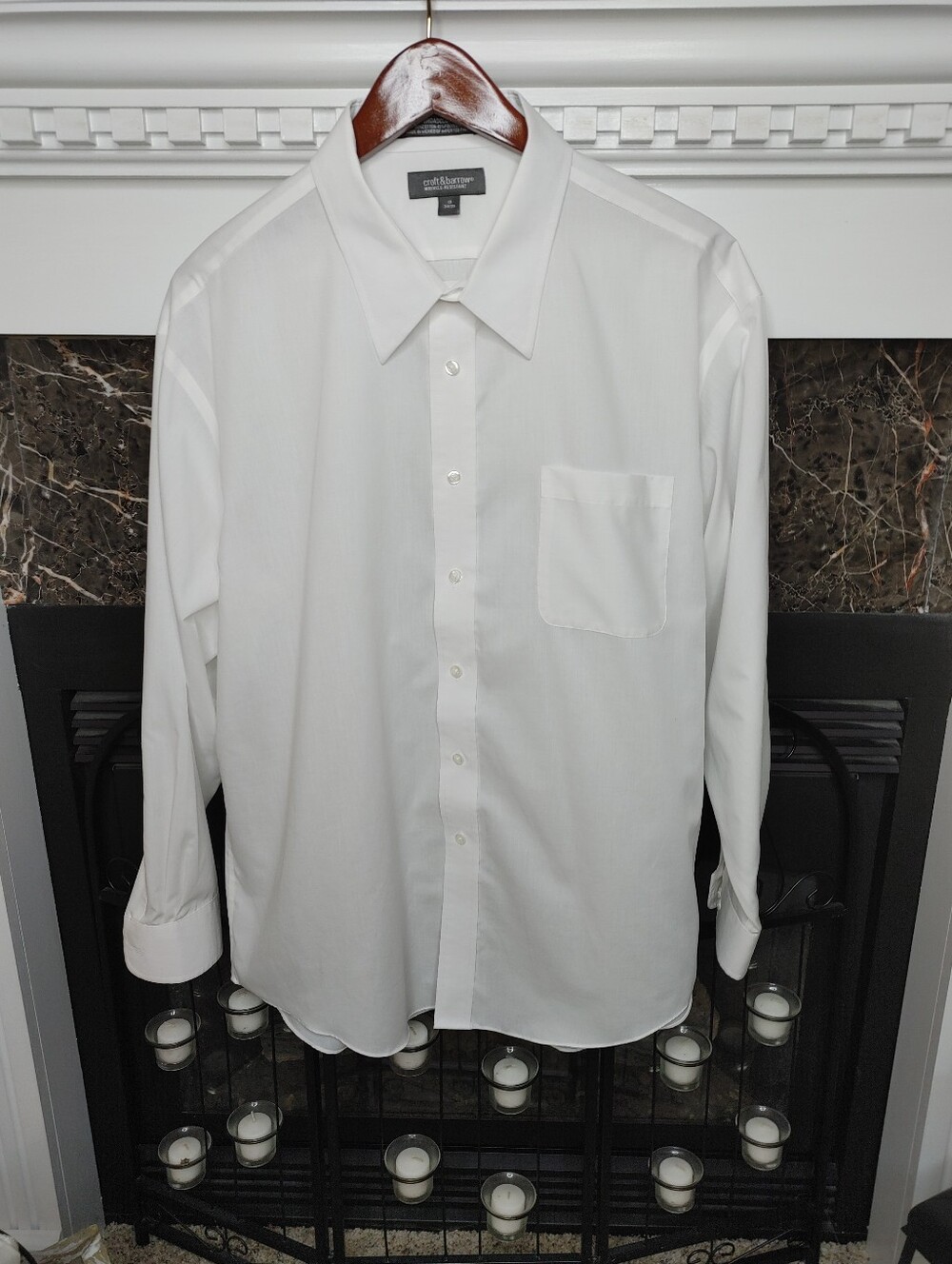 CROFT & BARROW WRINKLE-RESISTANT BROADCLOTH BUTTON FRONT SHIRT, WHITE (18) 34/35